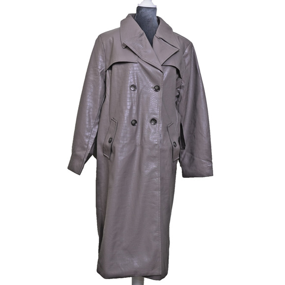 Vince Camuto Faux Leather Maxi Jacket Double Breasted Notch Lapel NWT XL/ XXL - Picture 1 of 12